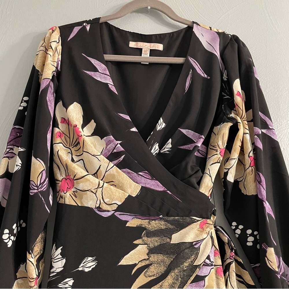 Anthropologie Hutch Wrap Long Sleeve Maxi Dress floral print romantic size MP - Picture 7 of 16
